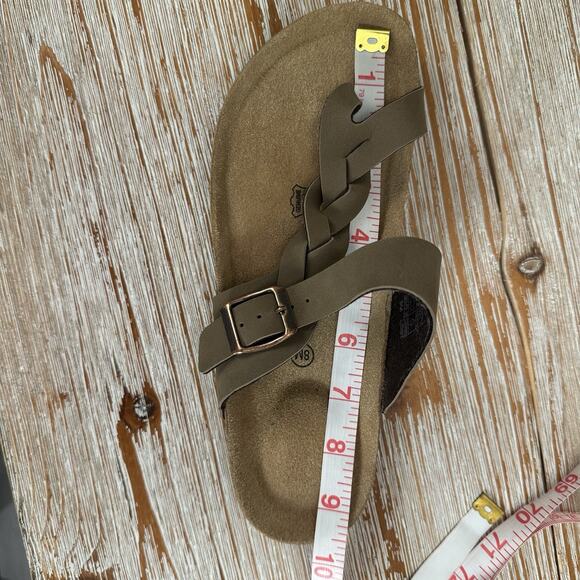 Cushionaire Libby Taupe Braided Slip-On Sandals Women’s 8M Suede Footbed Comfort - Picture 12 of 17